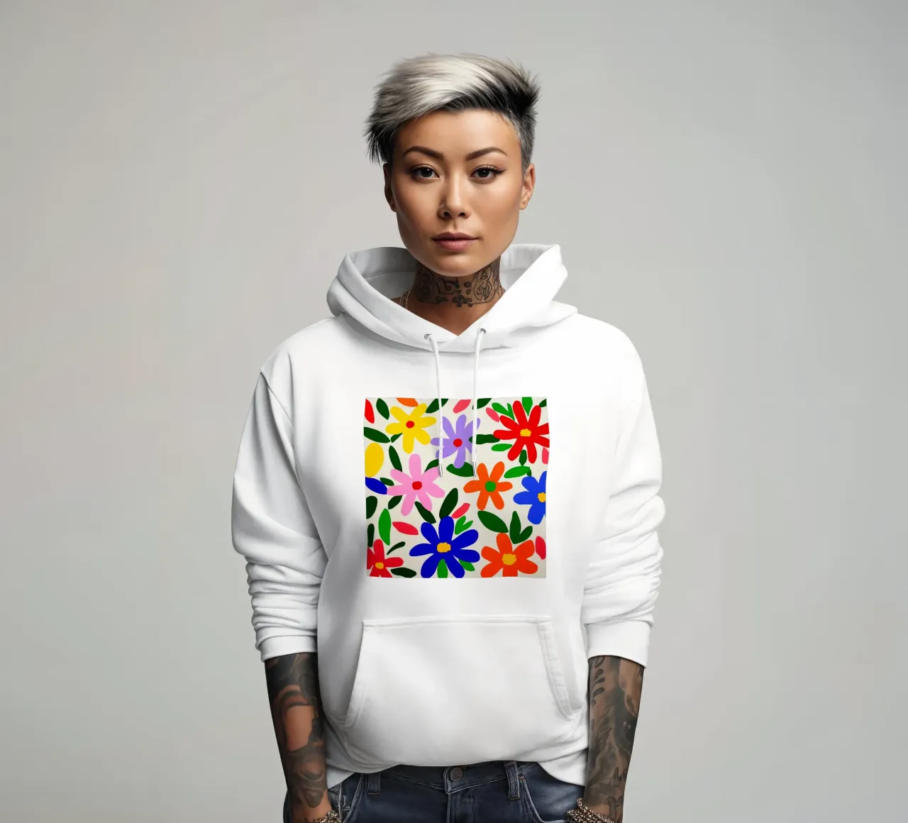 Modello di giardino con fiori colorati di Matisse felpa con cappuccio da Modern Muse