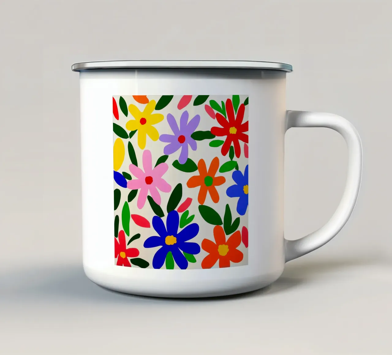 Modello di giardino con fiori colorati di Matisse tazza in smalto da Modern Muse
