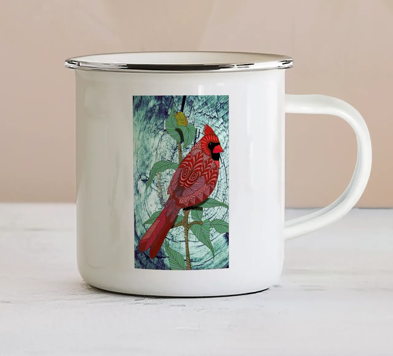 Virginia Cardinal tazza in smalto da Angelika Parker