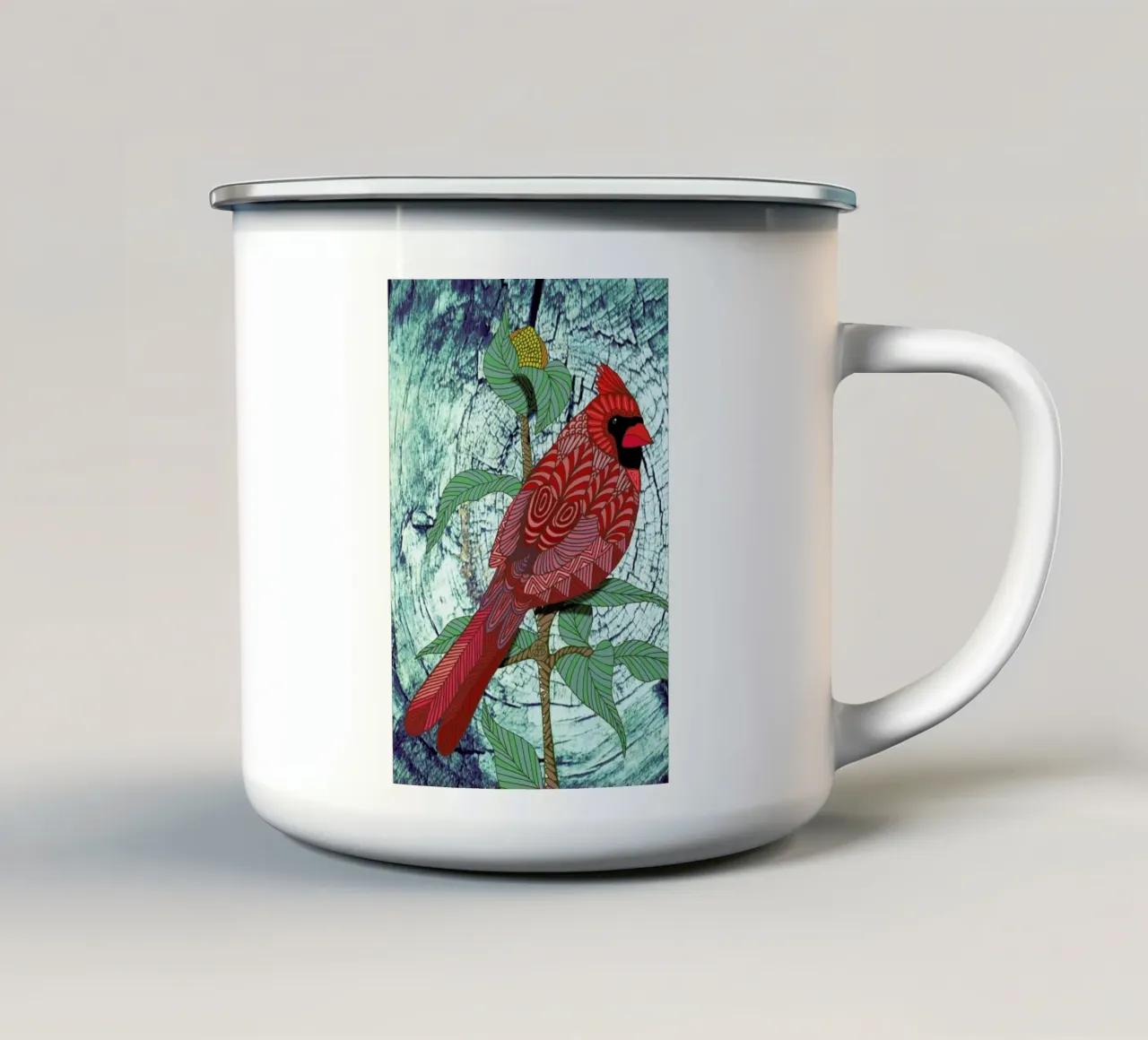 Virginia Cardinal tazza in smalto da Angelika Parker