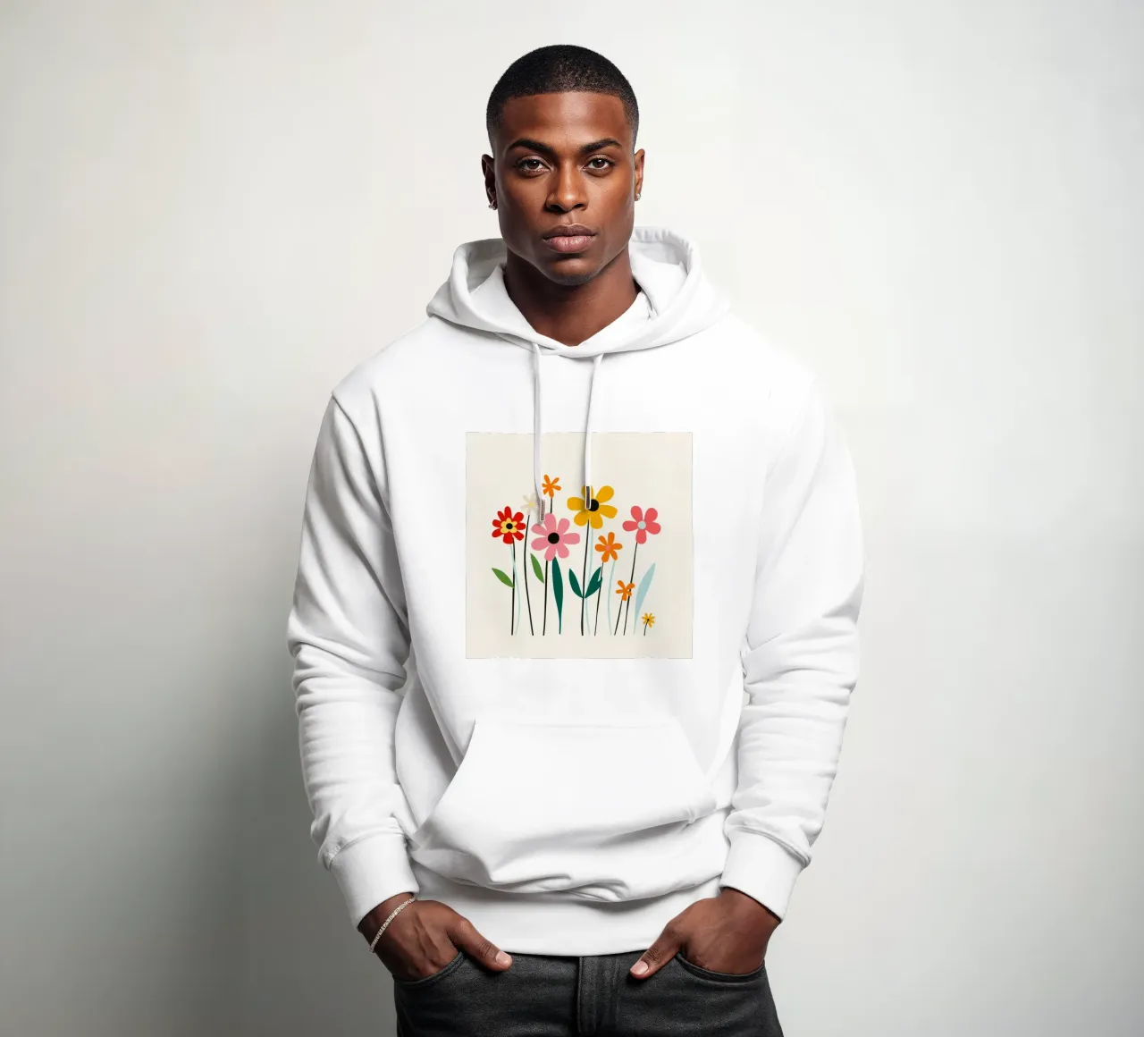 Bunte ausgeschnittene Matisse Blumen Garten Hoodie von Modern Muse
