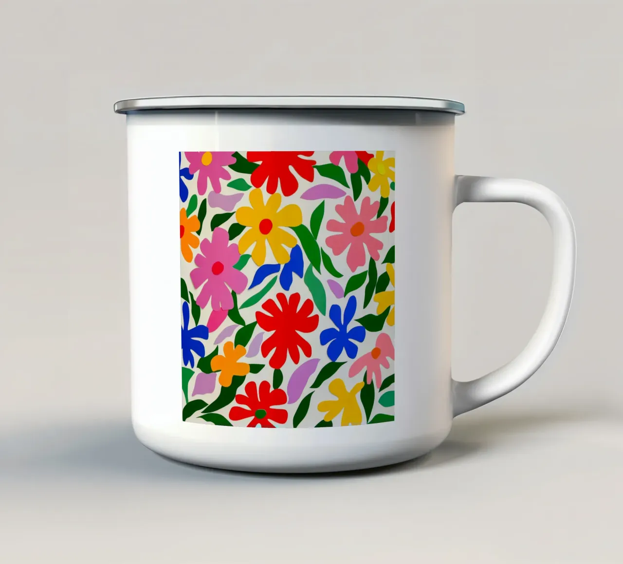 Fleurs colorées découpées dans le style Matisse mug en émail de Modern Muse
