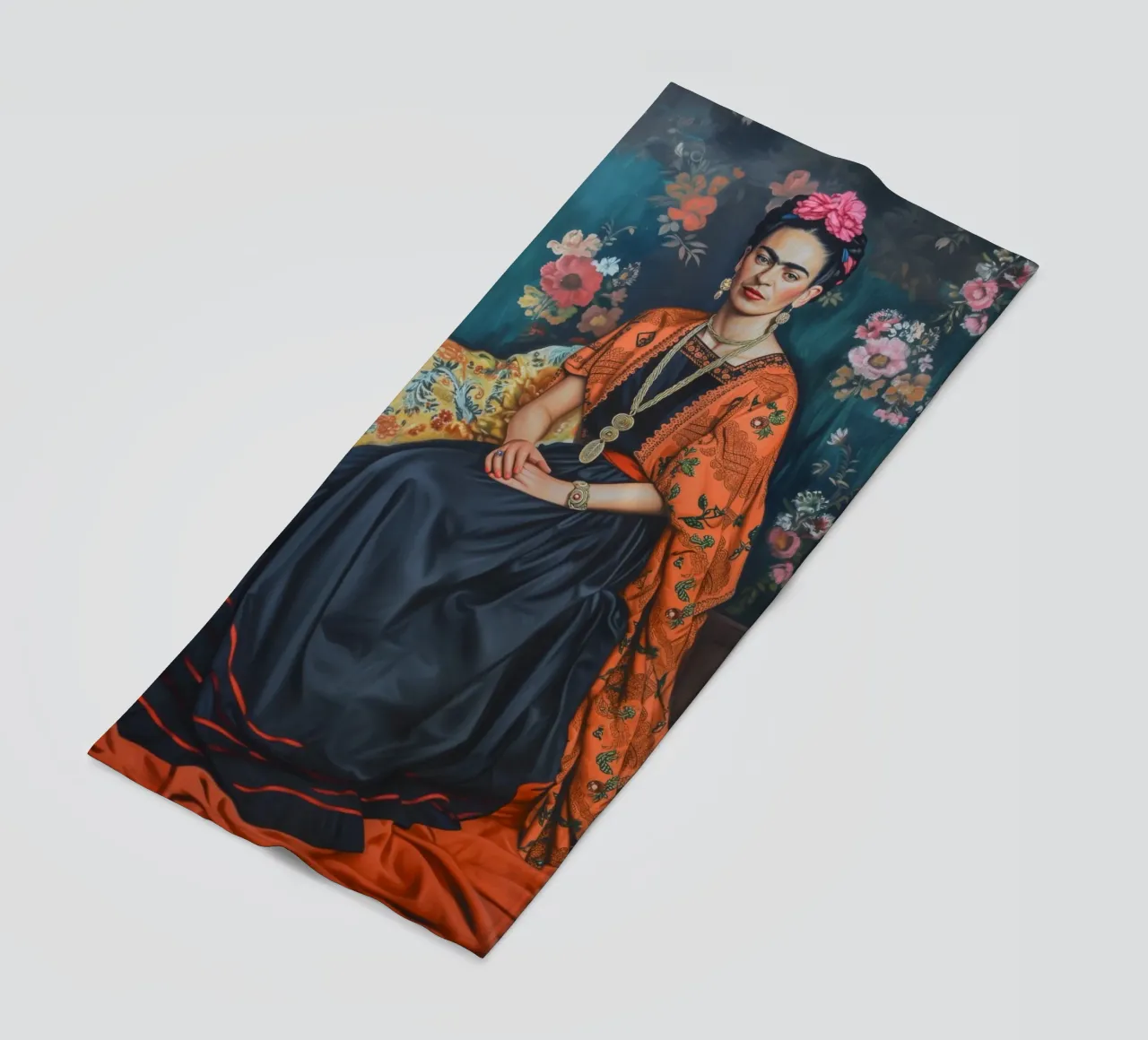 Frida's Mexican fashion style beach towel by Carinaprint