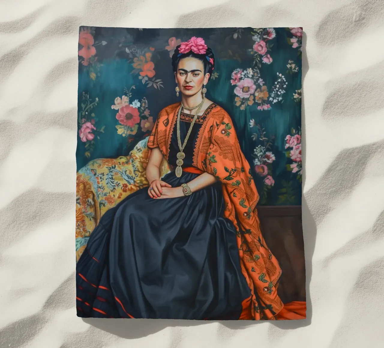 Frida's Mexican fashion style beach towel by Carinaprint