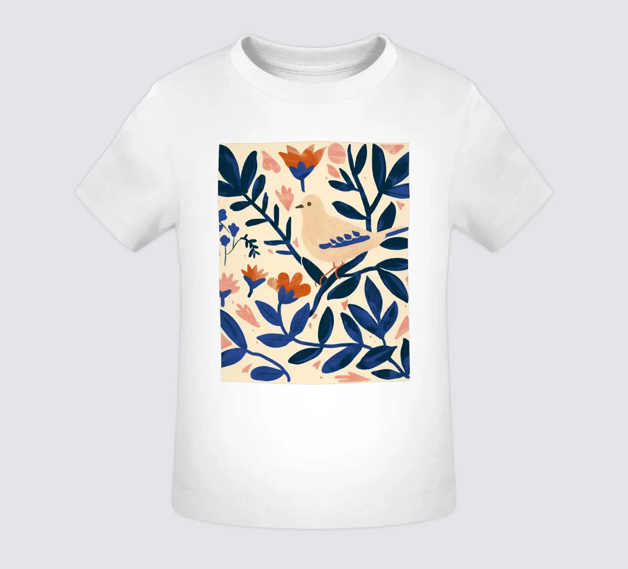 Bianco Piccione Primavera Blu Piante Botaniche Stile Boho Natura maglietta neonato da Gentle Echoes Art