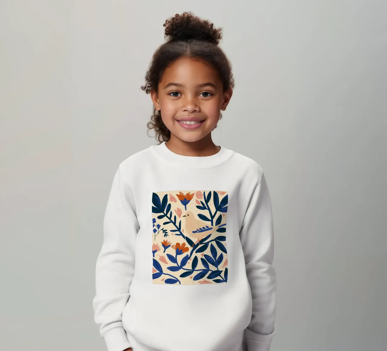 Bianco Piccione Primavera Blu Piante Botaniche Stile Boho Natura felpa bambino da Gentle Echoes Art