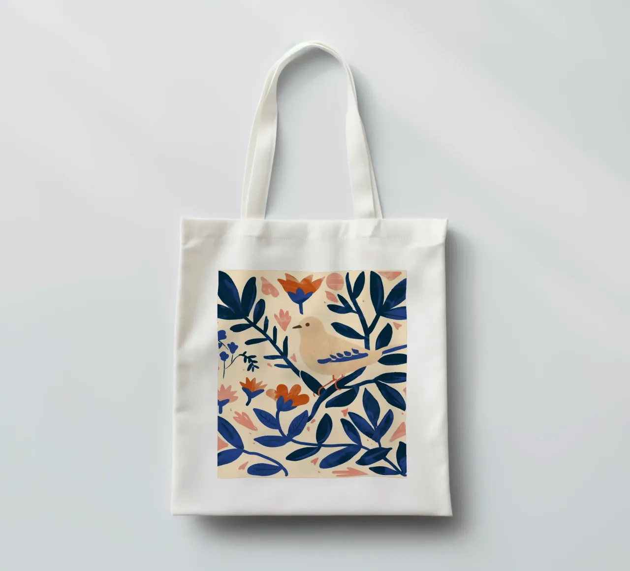 Bianco Piccione Primavera Blu Piante Botaniche Stile Boho Natura borsa in juta da Gentle Echoes Art