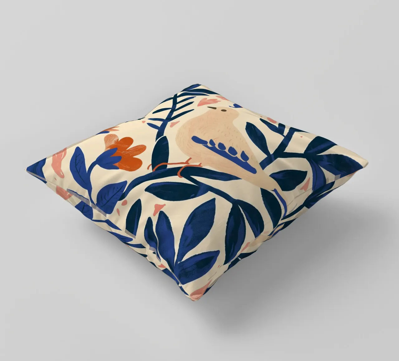Bianco Piccione Primavera Blu Piante Botaniche Stile Boho Natura cuscino da Gentle Echoes Art
