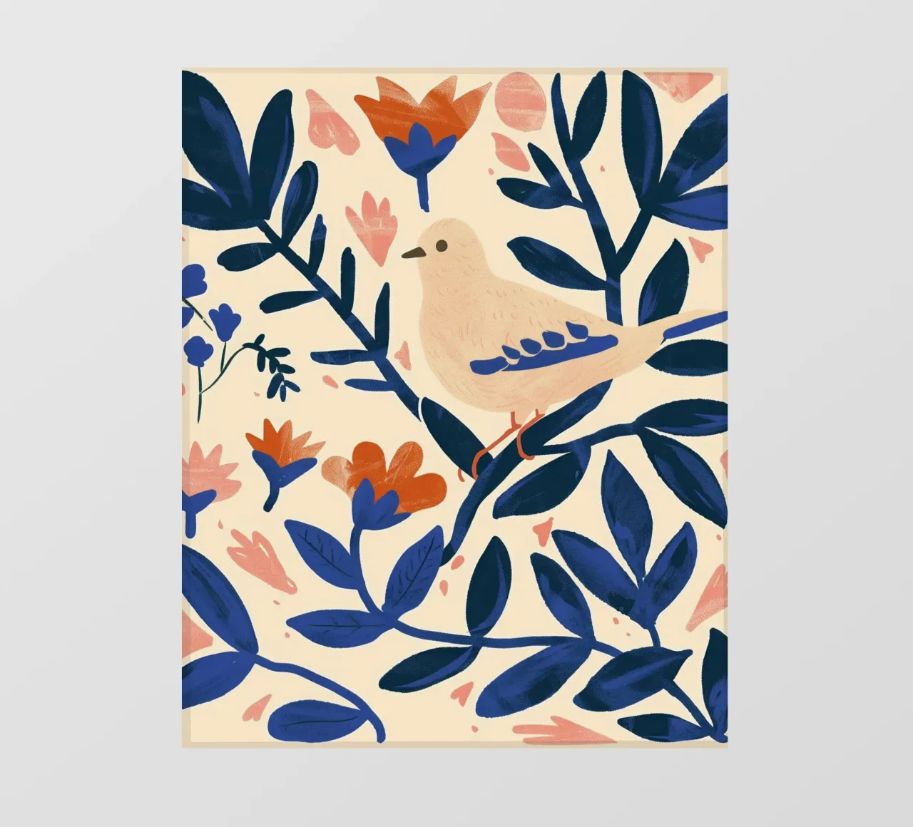 Bianco Piccione Primavera Blu Piante Botaniche Stile Boho Natura pellicola backlit da Gentle Echoes Art