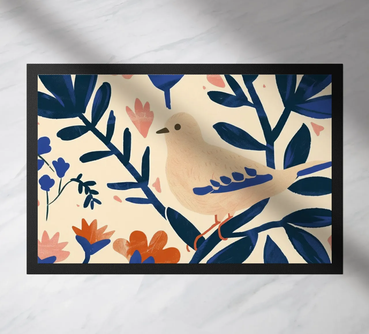 Bianco Piccione Primavera Blu Piante Botaniche Stile Boho Natura zerbino da Gentle Echoes Art