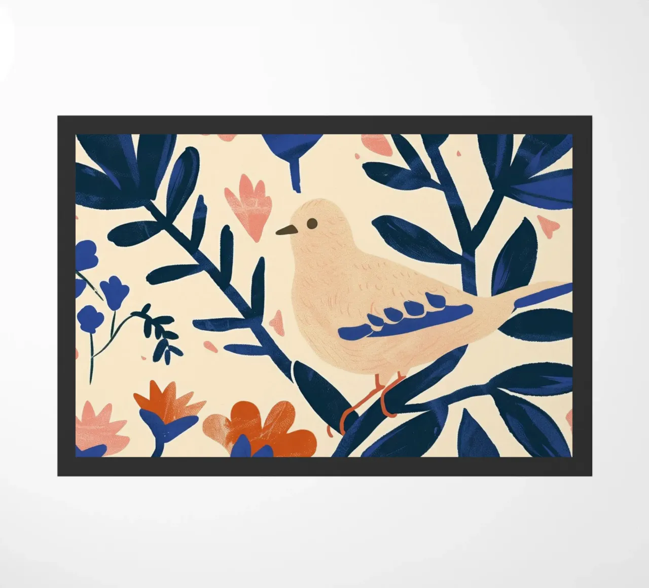 Bianco Piccione Primavera Blu Piante Botaniche Stile Boho Natura zerbino da Gentle Echoes Art
