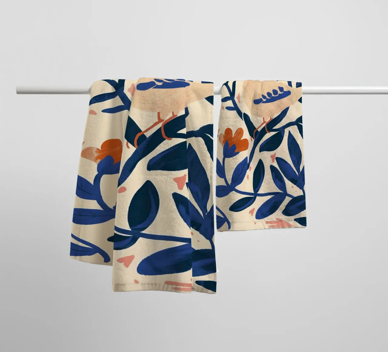 Bianco Piccione Primavera Blu Piante Botaniche Stile Boho Natura asciugamano da bagno da Gentle Echoes Art