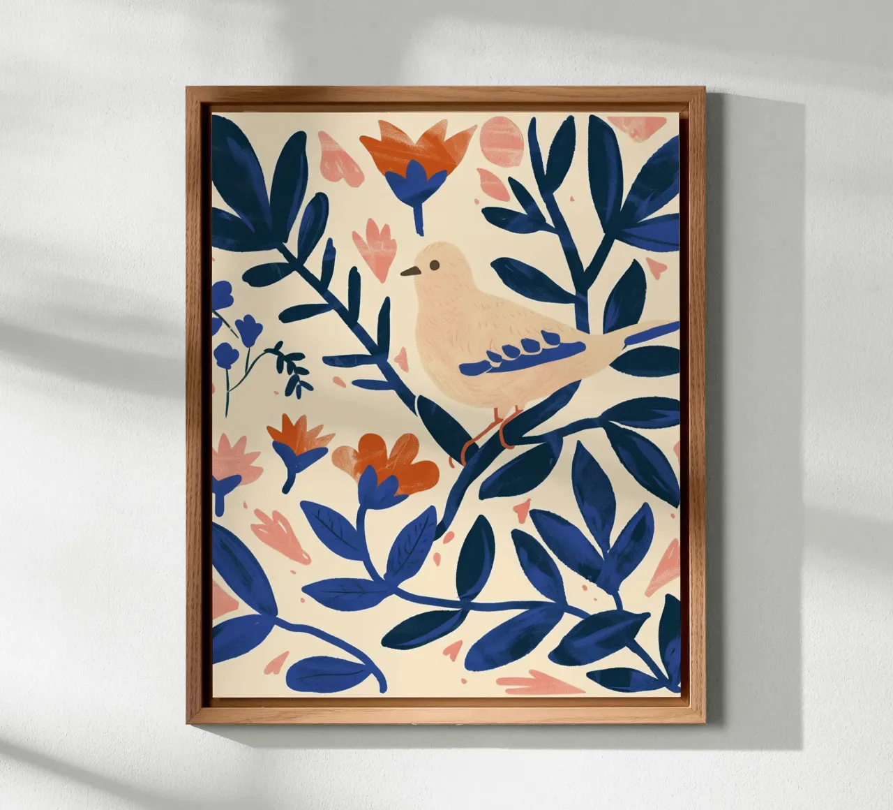 Bianco Piccione Primavera Blu Piante Botaniche Stile Boho Natura alluminio dibond da Gentle Echoes Art