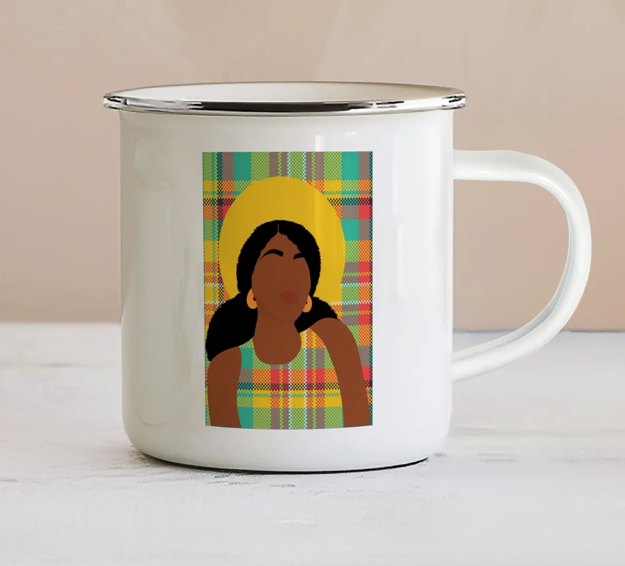 Plaid Resonance tazza in smalto da Mathudace Créas