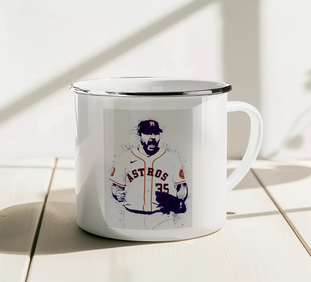 Justin Verlander taza de esmalte de tenten