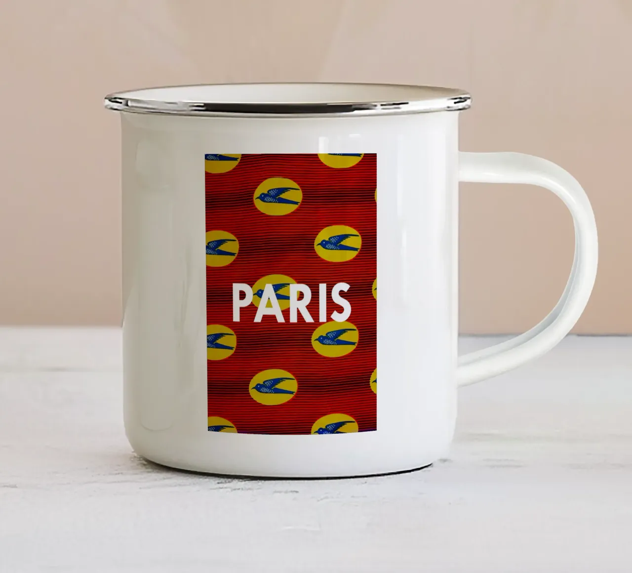 Paris emaille mok van Mathudace Créas