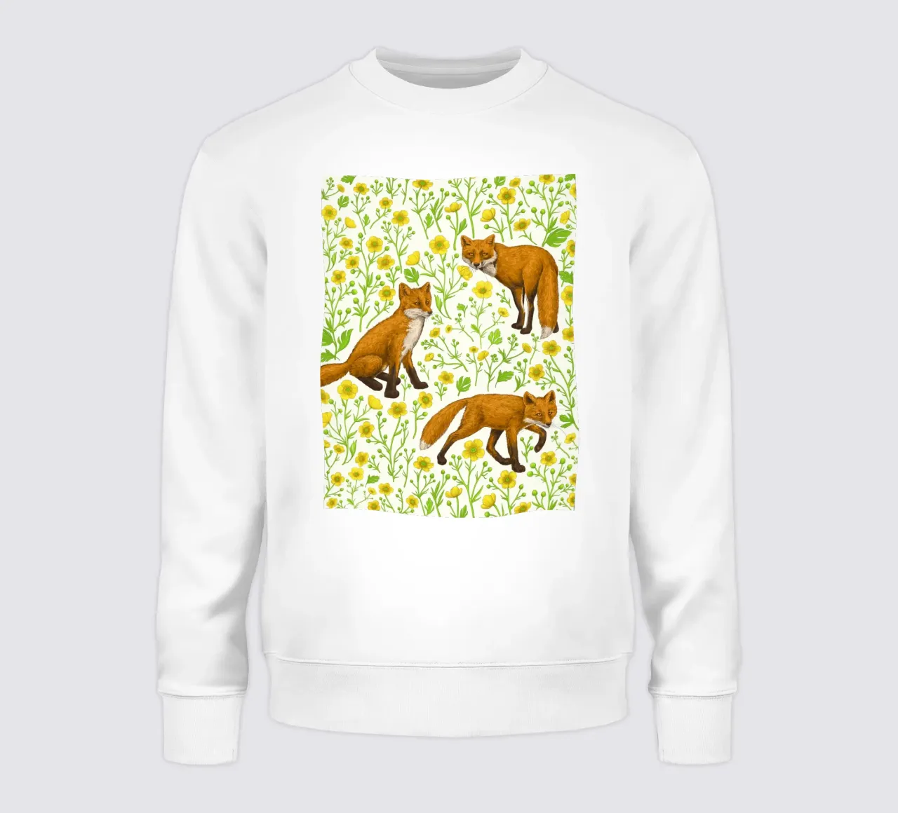 Füchse und Butterblumen Sweatshirt von Painted Nature