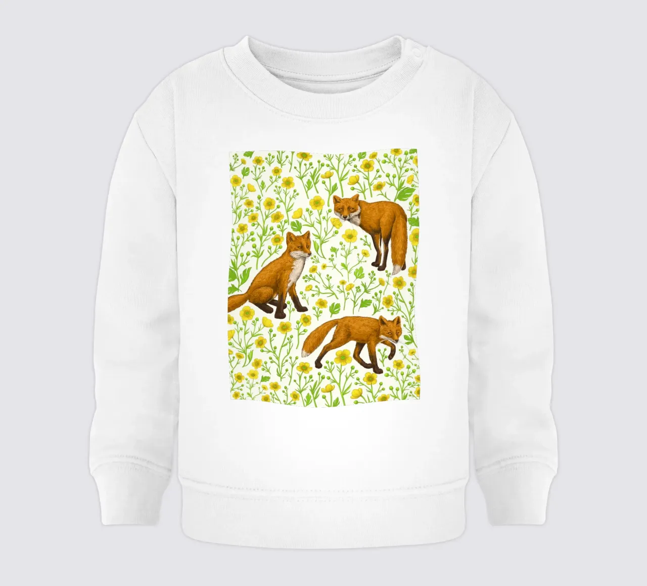 Foxes and buttercups baby sweatshirt by Painted Nature