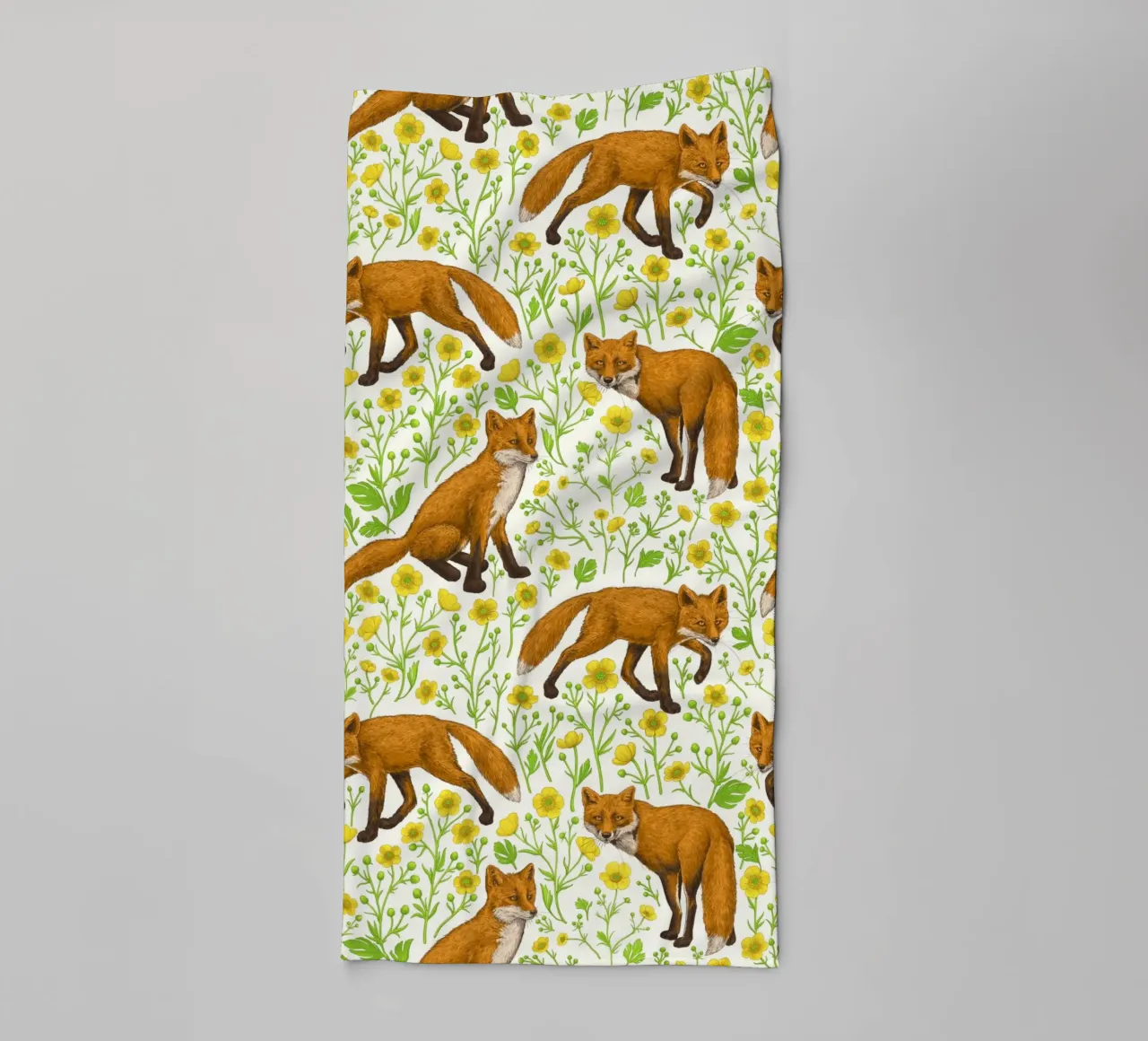 Foxes and buttercups towel by Painted Nature