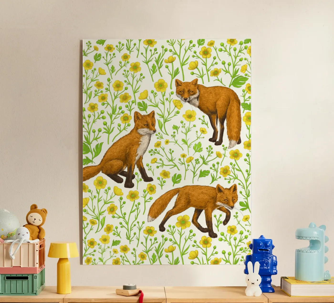 Volpi e ranuncoli plexiglass da Painted animals