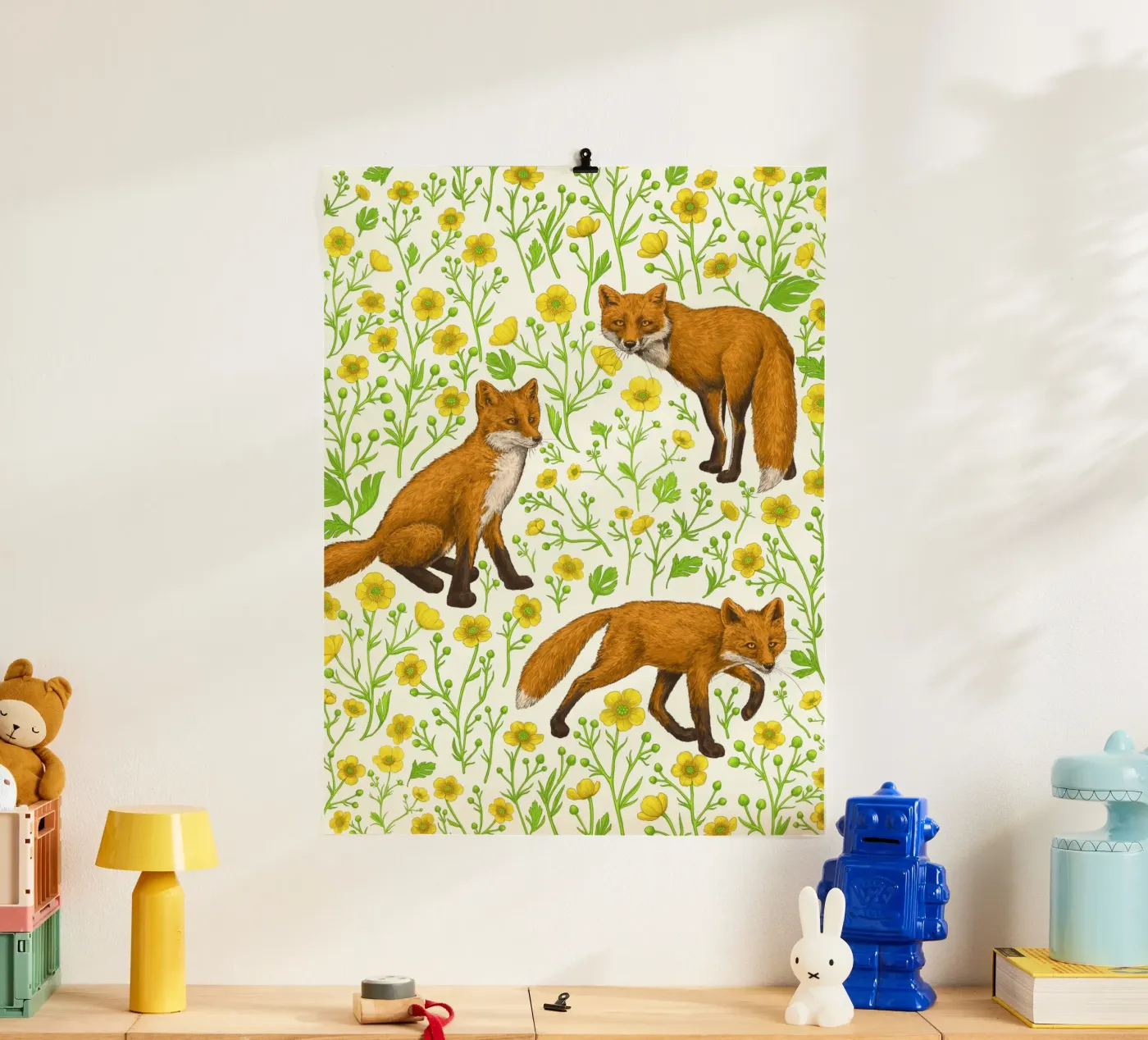 Volpi e ranuncoli poster da Painted animals