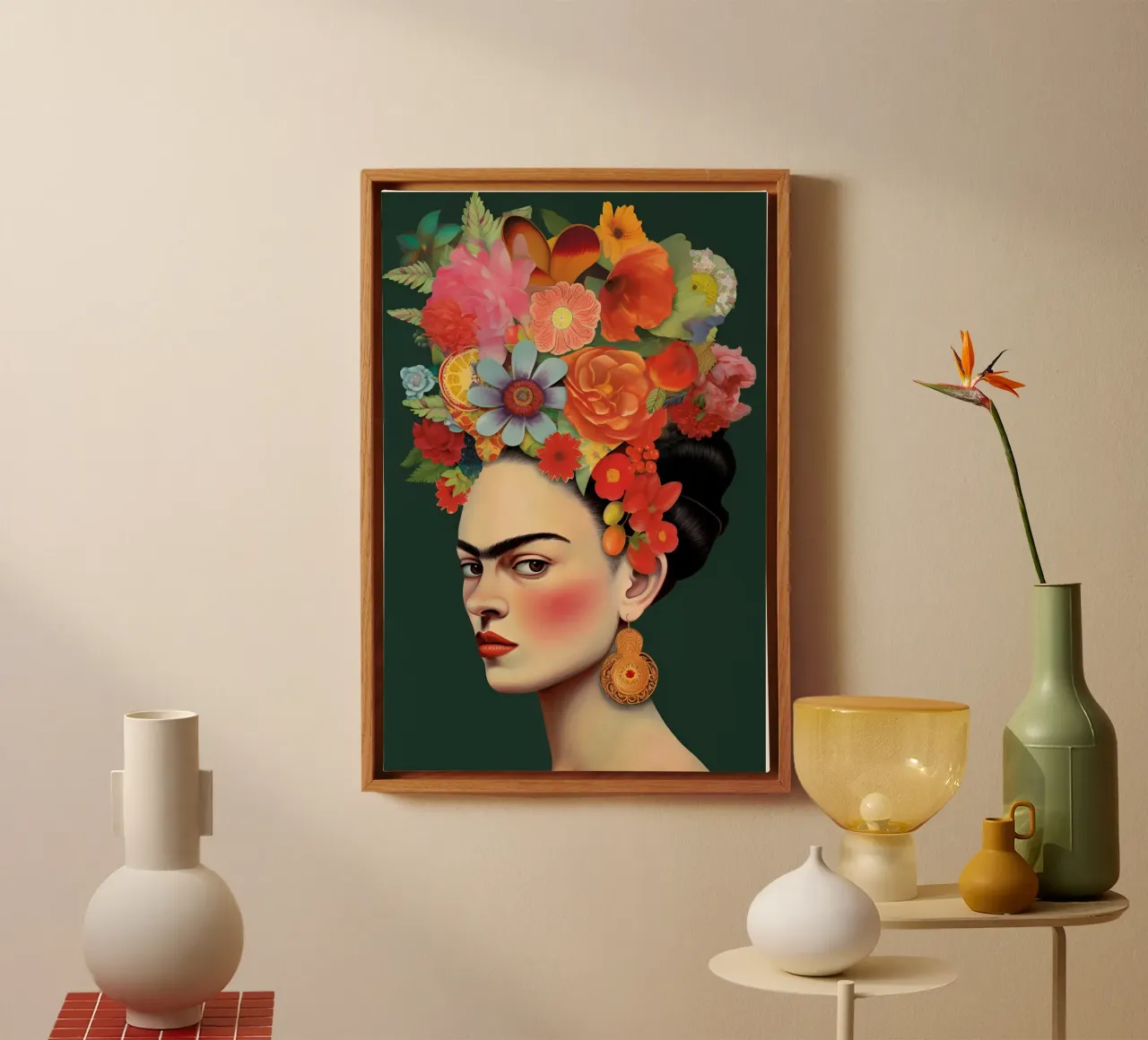 Frida Kahlo bloemstukken canvas van Carinaprint
