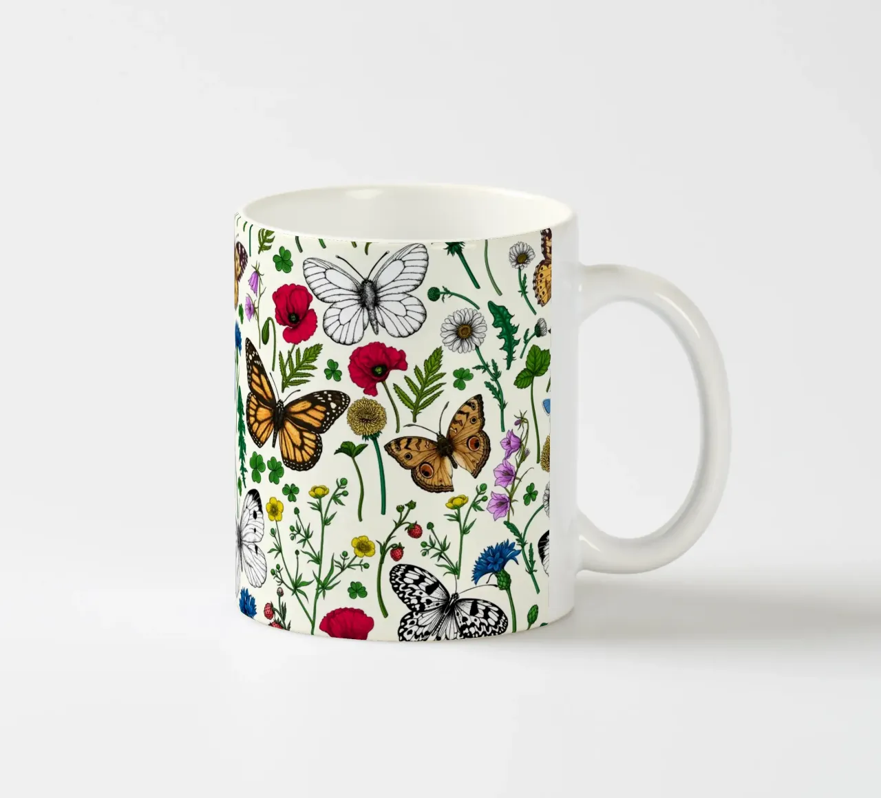 Fiori selvatici e farfalle tazza in ceramica da Painted Nature