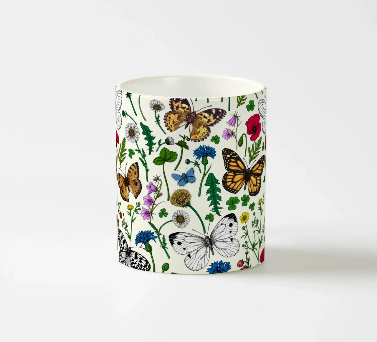 Fiori selvatici e farfalle tazza in ceramica da Painted Nature