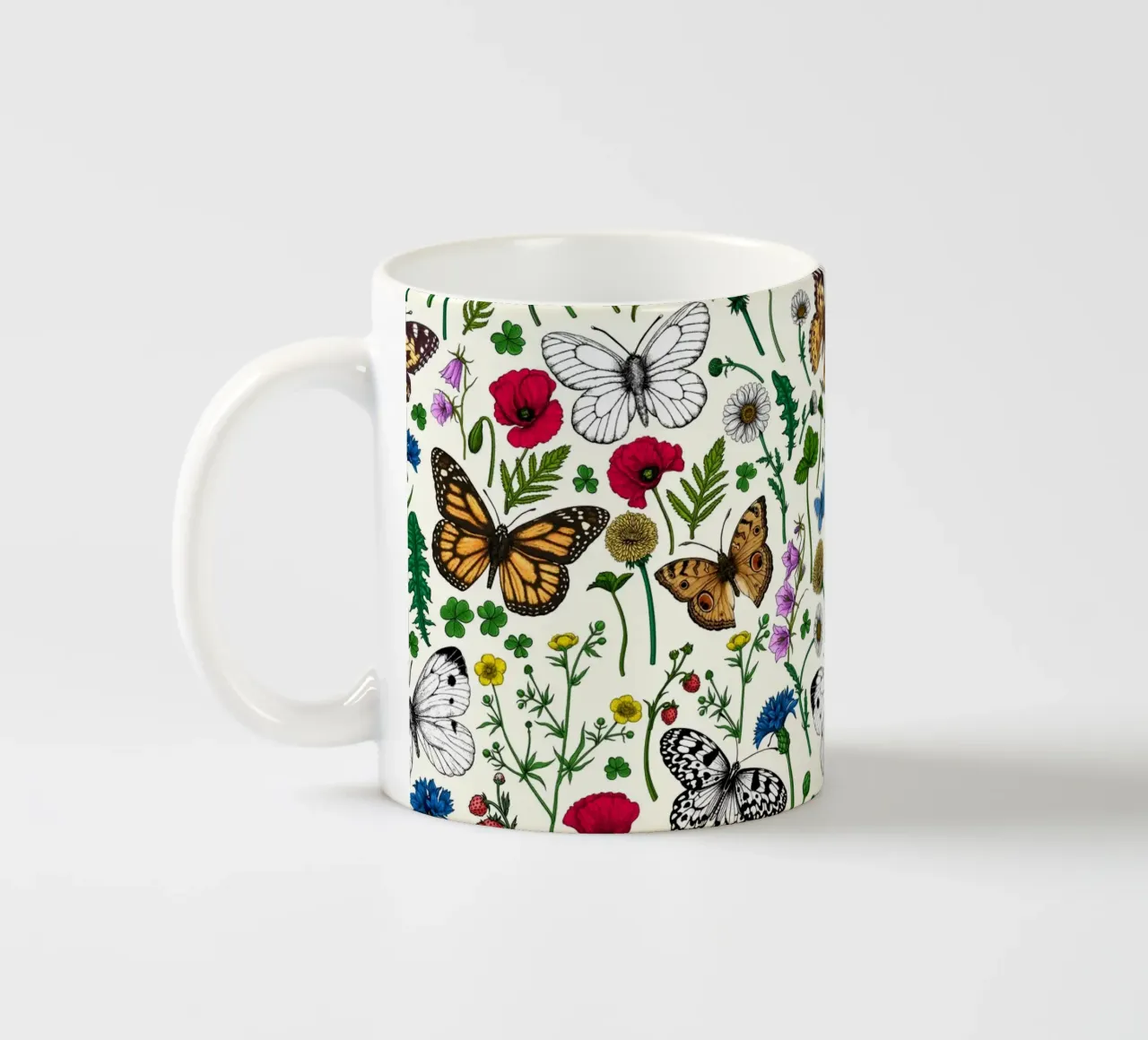 Fiori selvatici e farfalle tazza in ceramica da Painted Nature