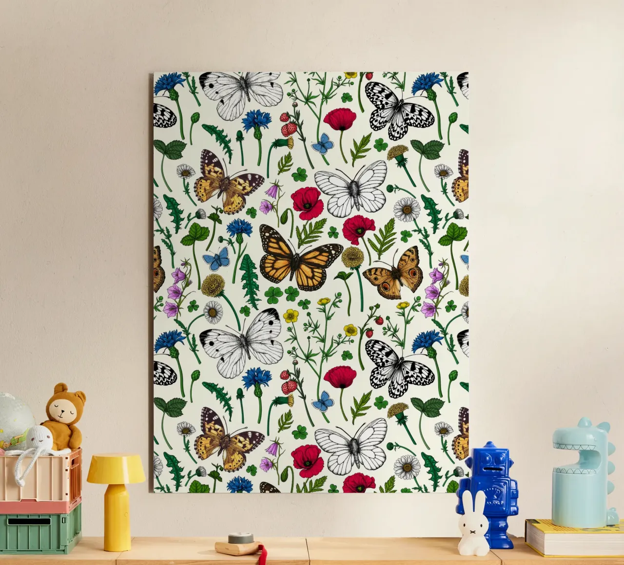 Fiori selvatici e farfalle alluminio dibond da Painted Nature