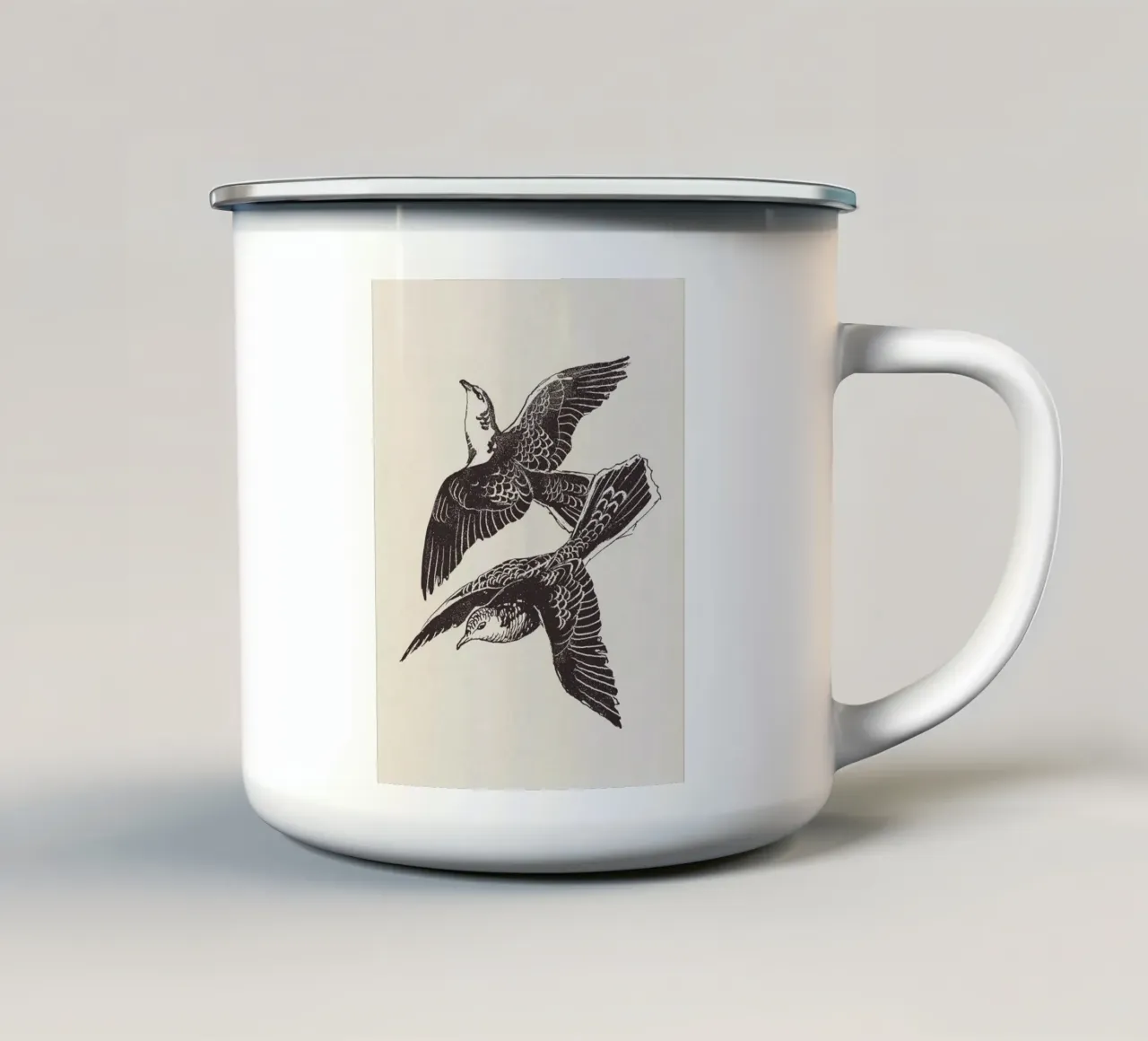 Two Birds in Flight tazza in smalto da apoloprints