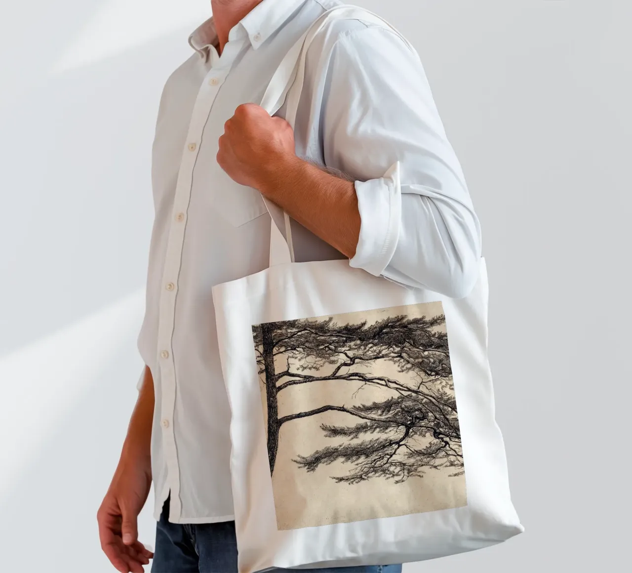 Pine Tree Branch no. 1 borsa in juta da apoloprints