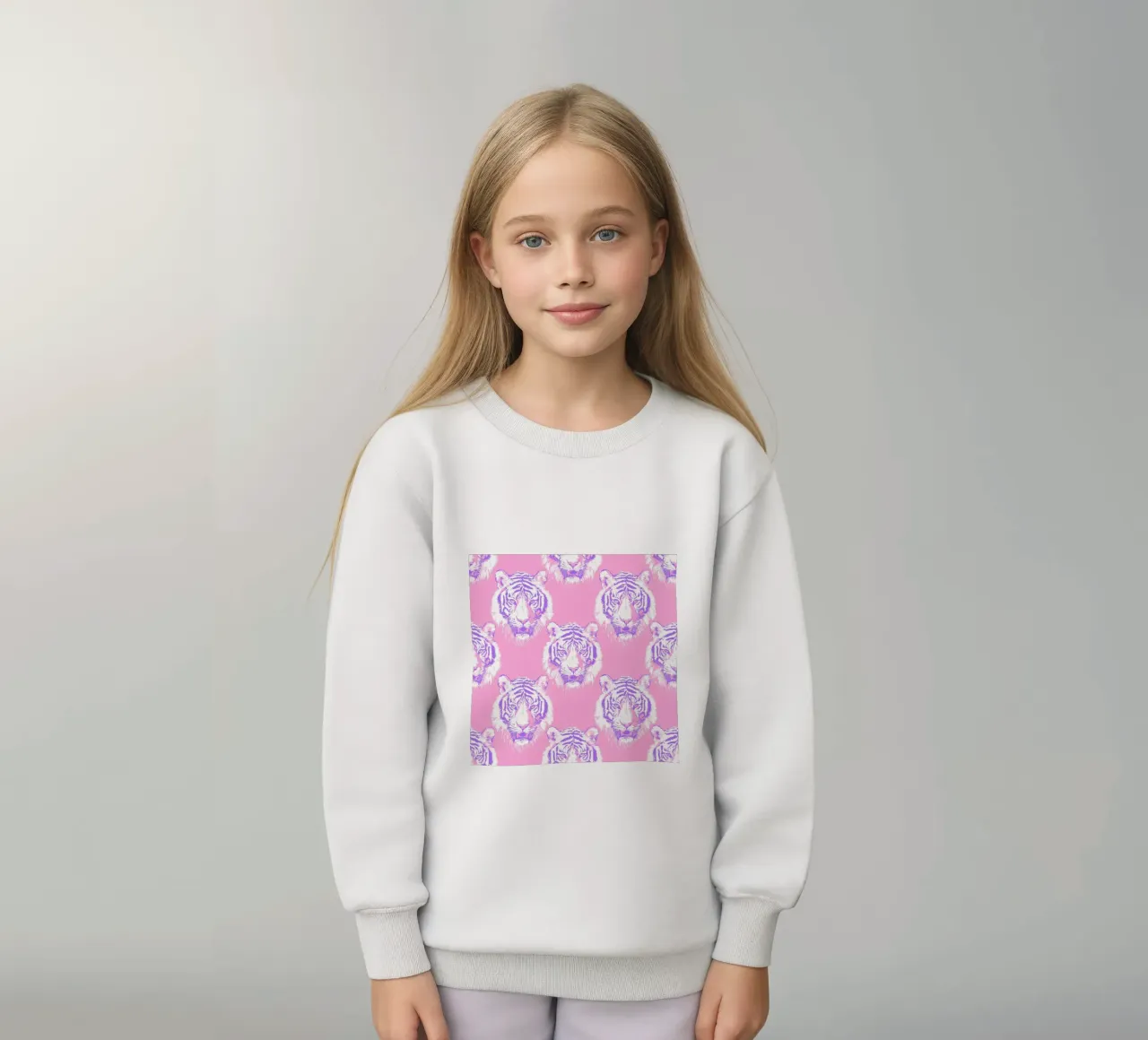 Bianco Tigre Rosa Ghepardo Rosa Leopardo Animale 90s Y2K Preppy felpa bambino da Gentle Echoes Art