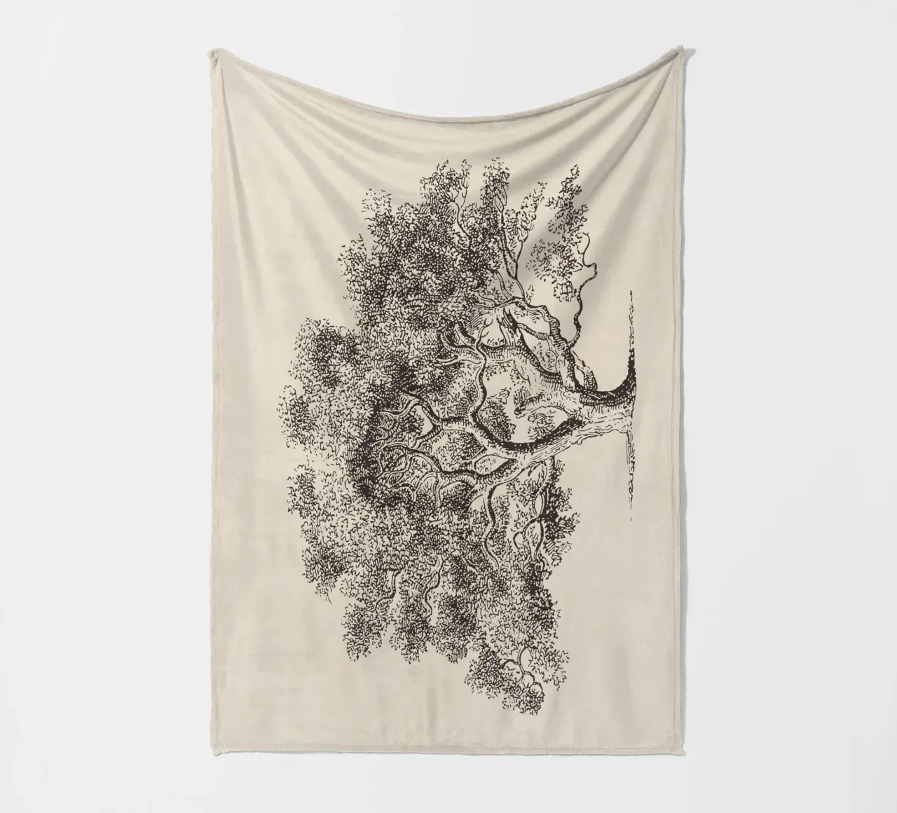 Spring Oak Tree Sketch manta de franela de apoloprints