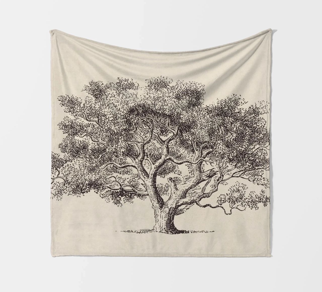 Spring Oak Tree Sketch coperta in pile da apoloprints