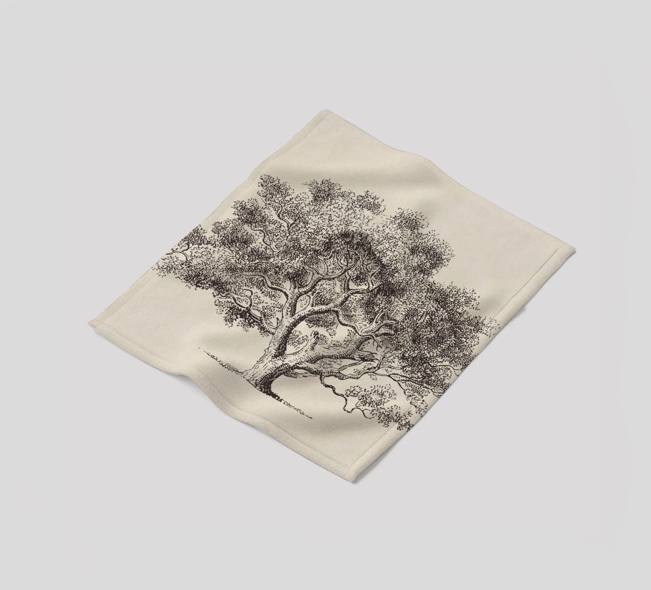 Spring Oak Tree Sketch coperta in pile da apoloprints