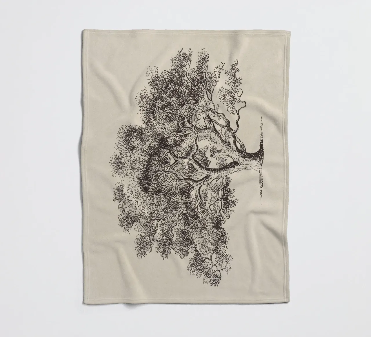 Spring Oak Tree Sketch manta de franela de apoloprints