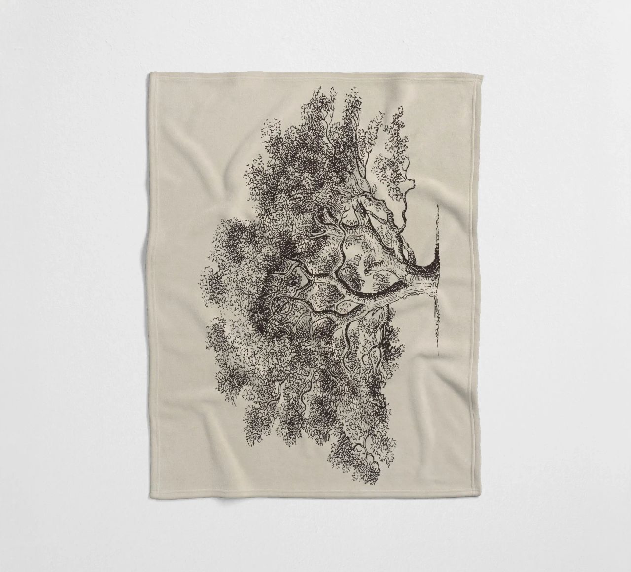 Spring Oak Tree Sketch coperta in pile da apoloprints