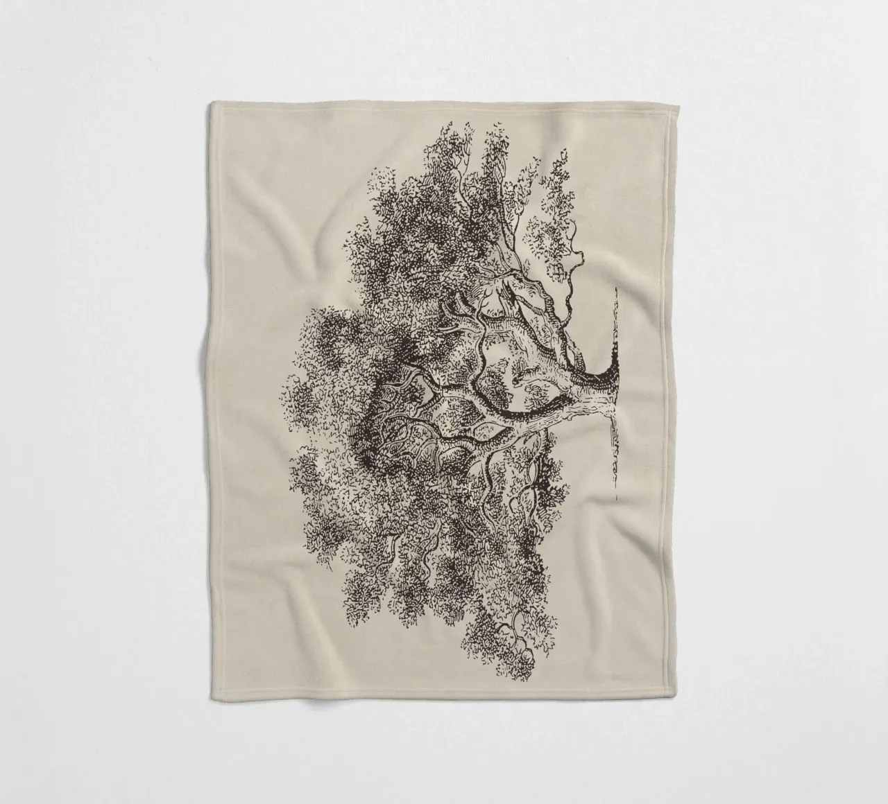 Spring Oak Tree Sketch coperta in pile da apoloprints