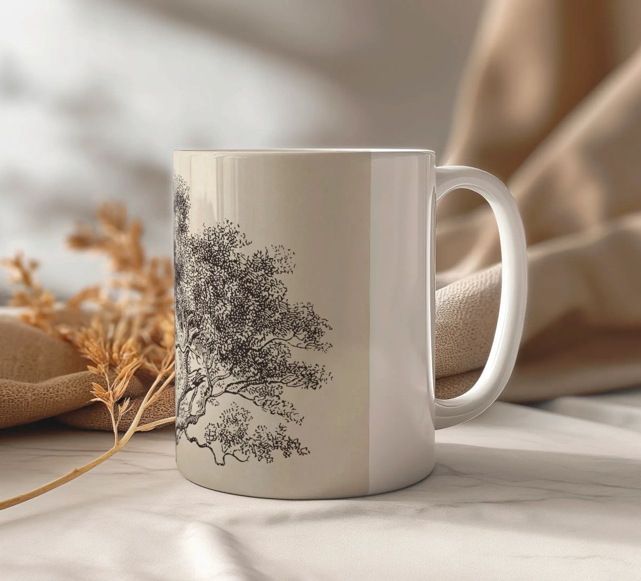 Spring Oak Tree Sketch tazza in ceramica da apoloprints