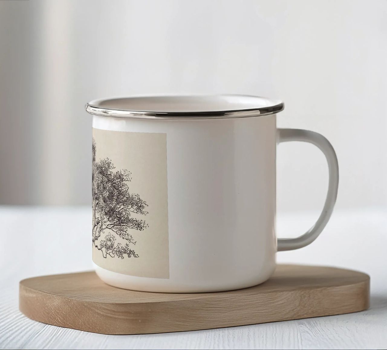 Spring Oak Tree Sketch tazza in smalto da apoloprints