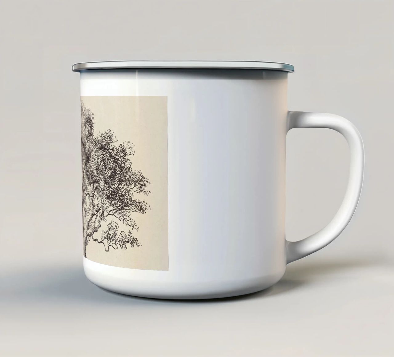 Spring Oak Tree Sketch tazza in smalto da apoloprints