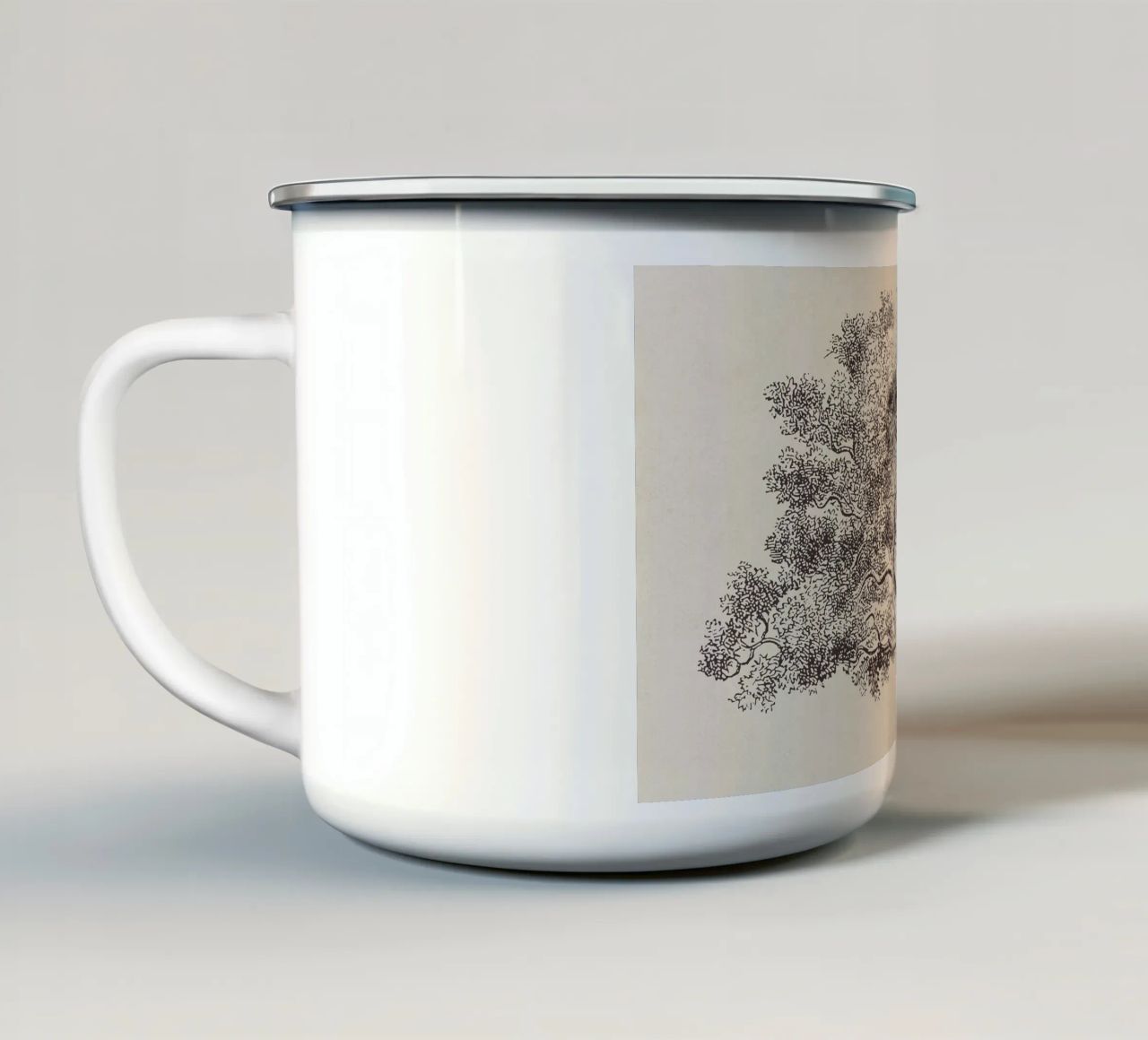 Spring Oak Tree Sketch tazza in smalto da apoloprints