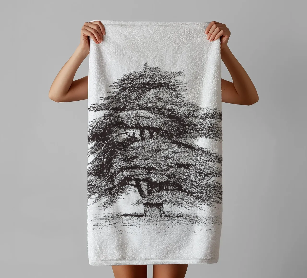 Cedar of Lebanon Tree Sketch asciugamano da bagno da apoloprints