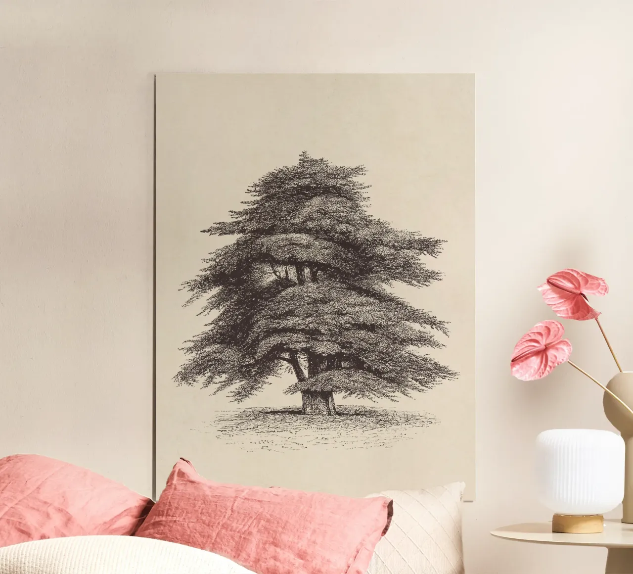 Cedar of Lebanon Tree Sketch poster con telaio in legno da apoloprints