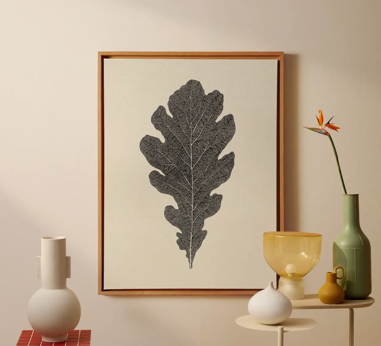Oak Leaf Sketch no. 3 tela con Cornice a cassetta da apoloprints