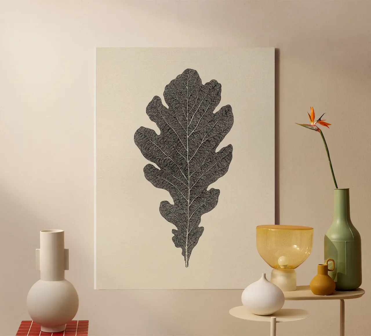 Oak Leaf Sketch no. 3 tela con Cornice a cassetta da apoloprints