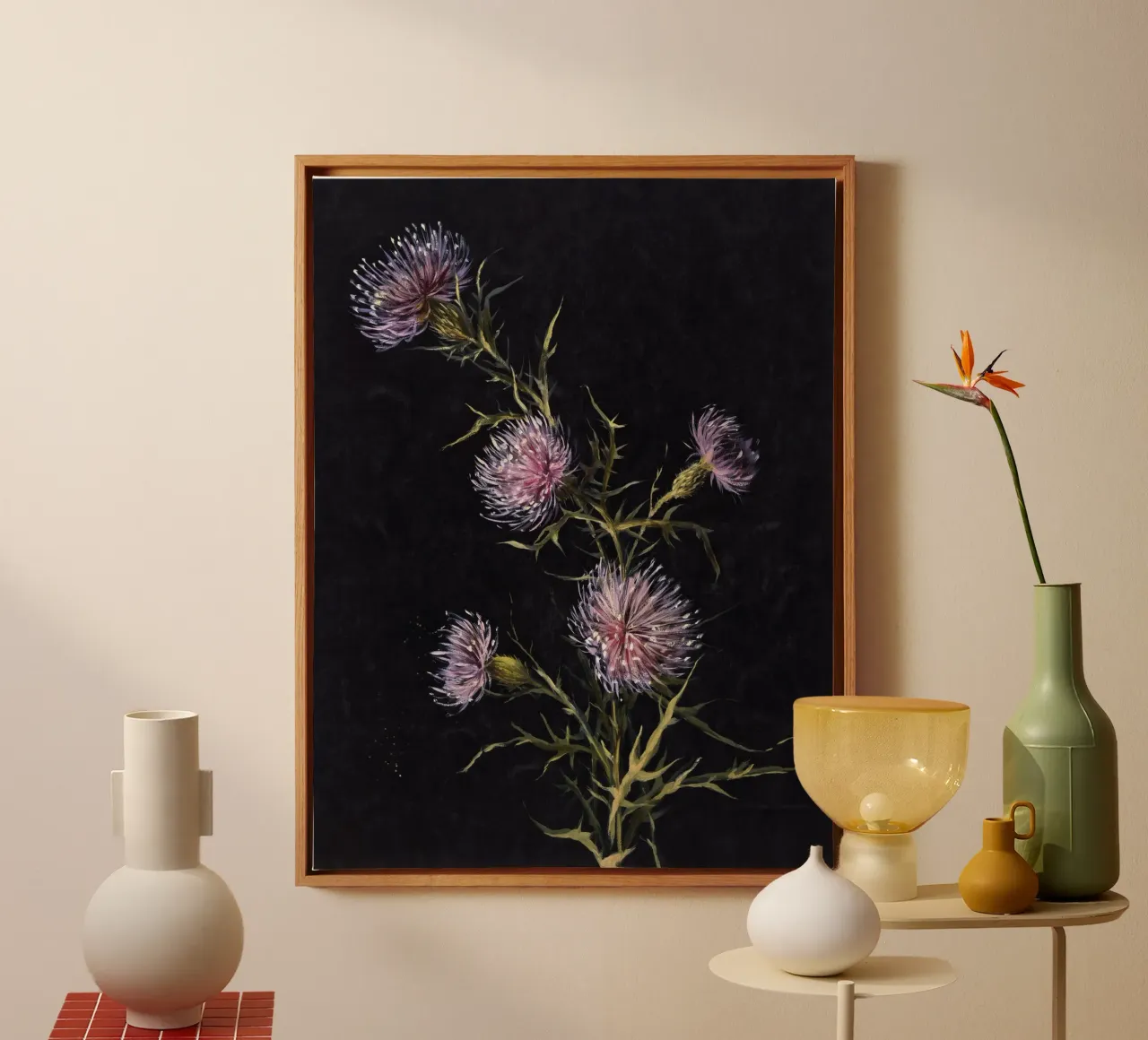 Thistle Branch Painting tela con Cornice a cassetta da apoloprints