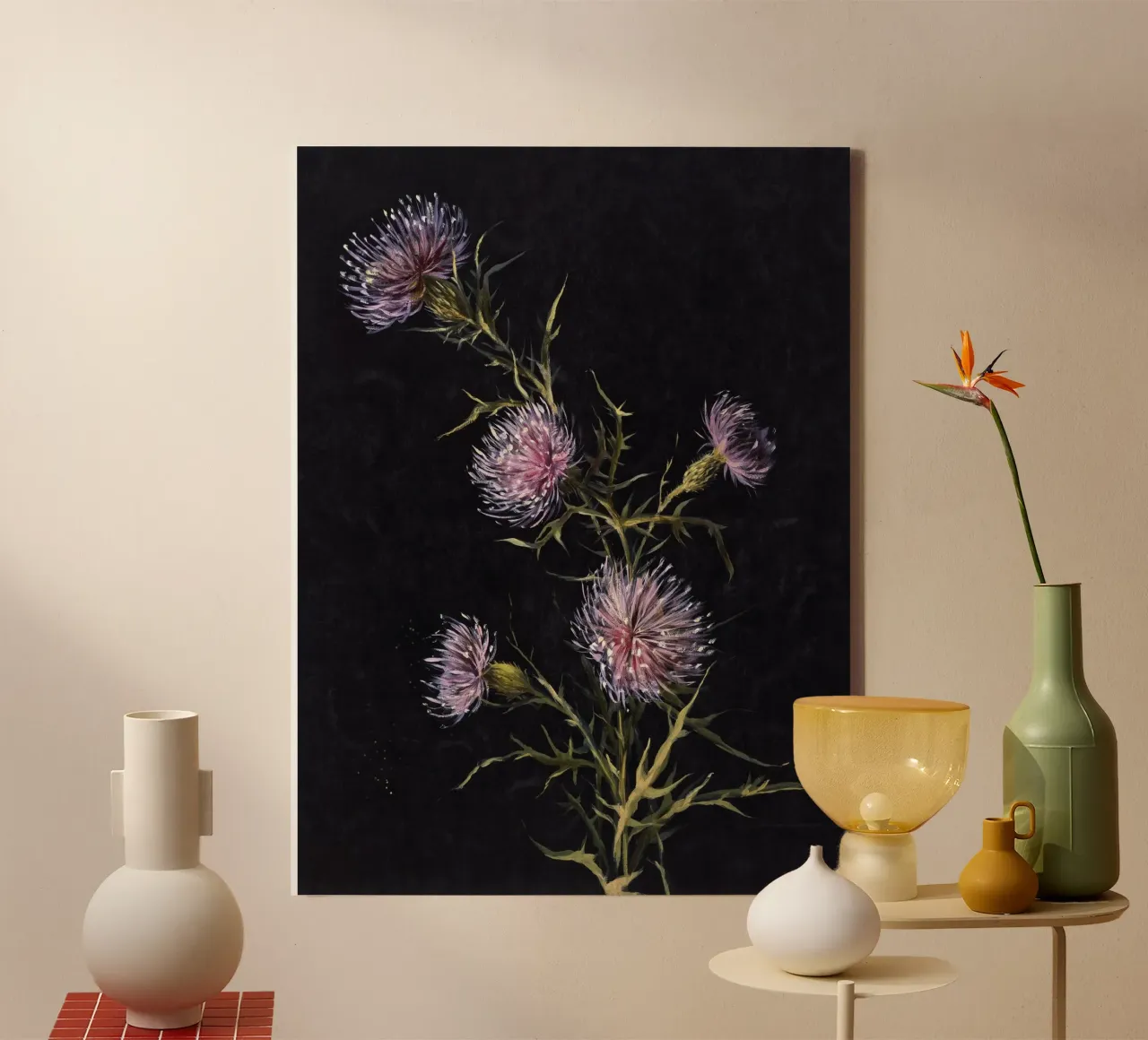 Thistle Branch Painting tela con Cornice a cassetta da apoloprints
