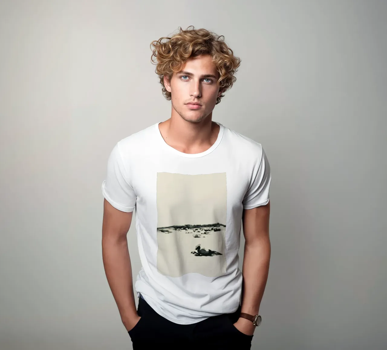 Lady On The Beach t-shirt da Ingrid Beddoes